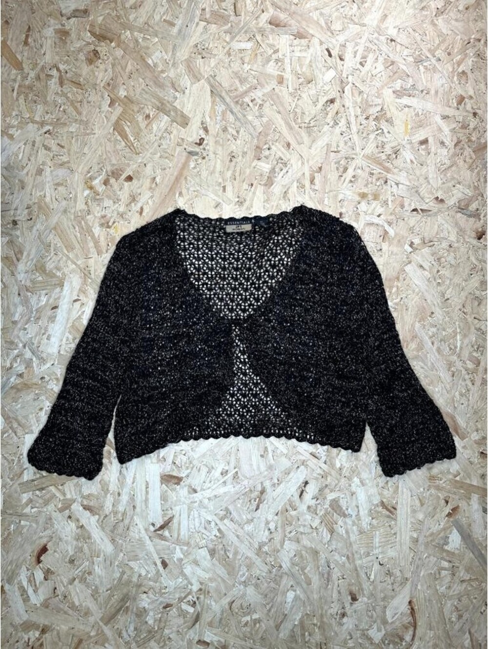 JPR Essentials Woman Cardigan Sweater 3X Plus Black Metallic Knit Shrug Bolero